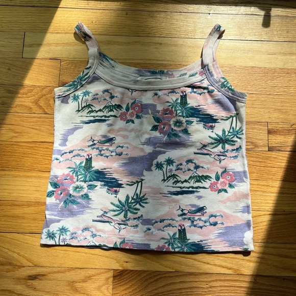 Vintage Floral Tropical Print Tank Top by Instant Action Size L - Picture 1 of 8